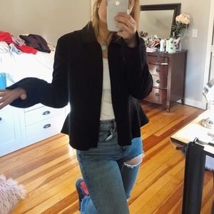 Armani Collezioni Black Striped Zip Up Blazer